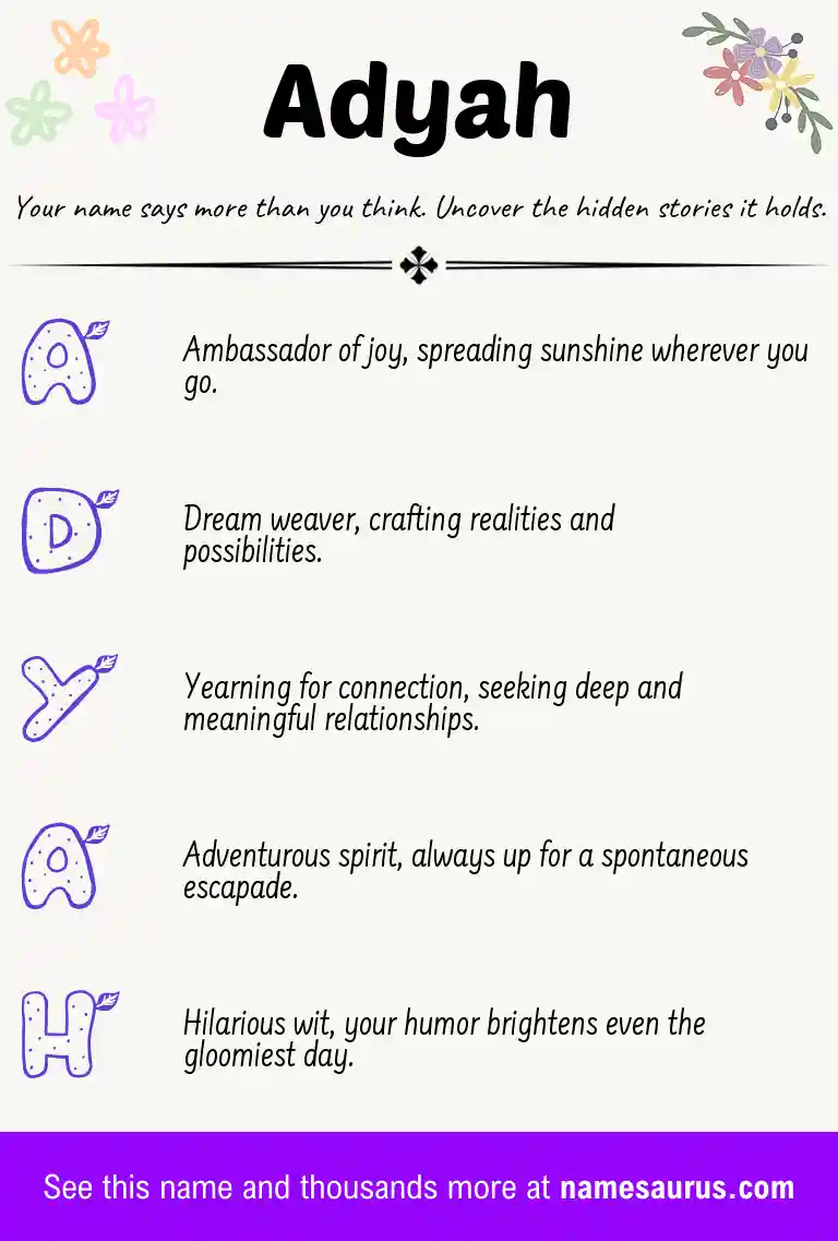 Acrostic poem about Adyah.