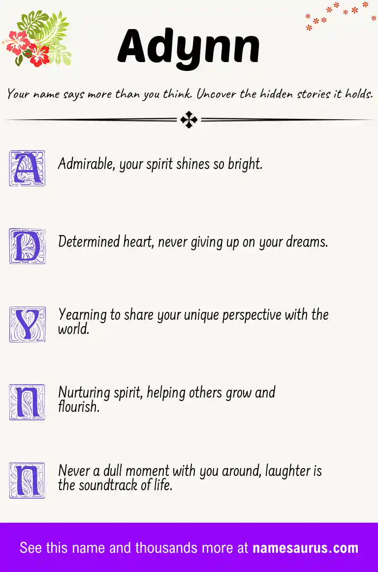 Acrostic poem about Adynn.