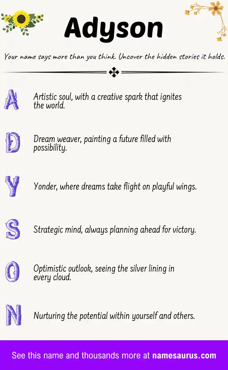 Acrostic poem about Adyson.