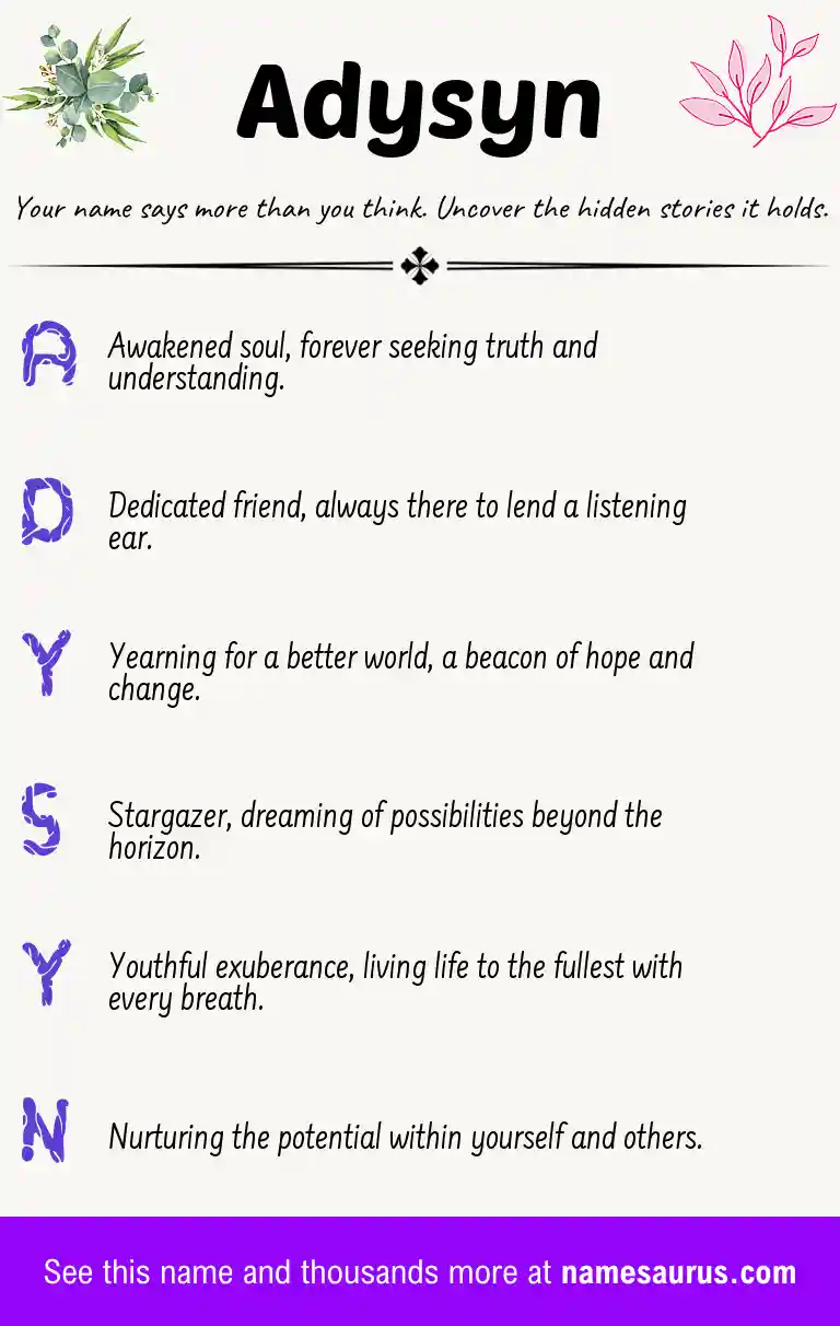 Acrostic poem about Adysyn.