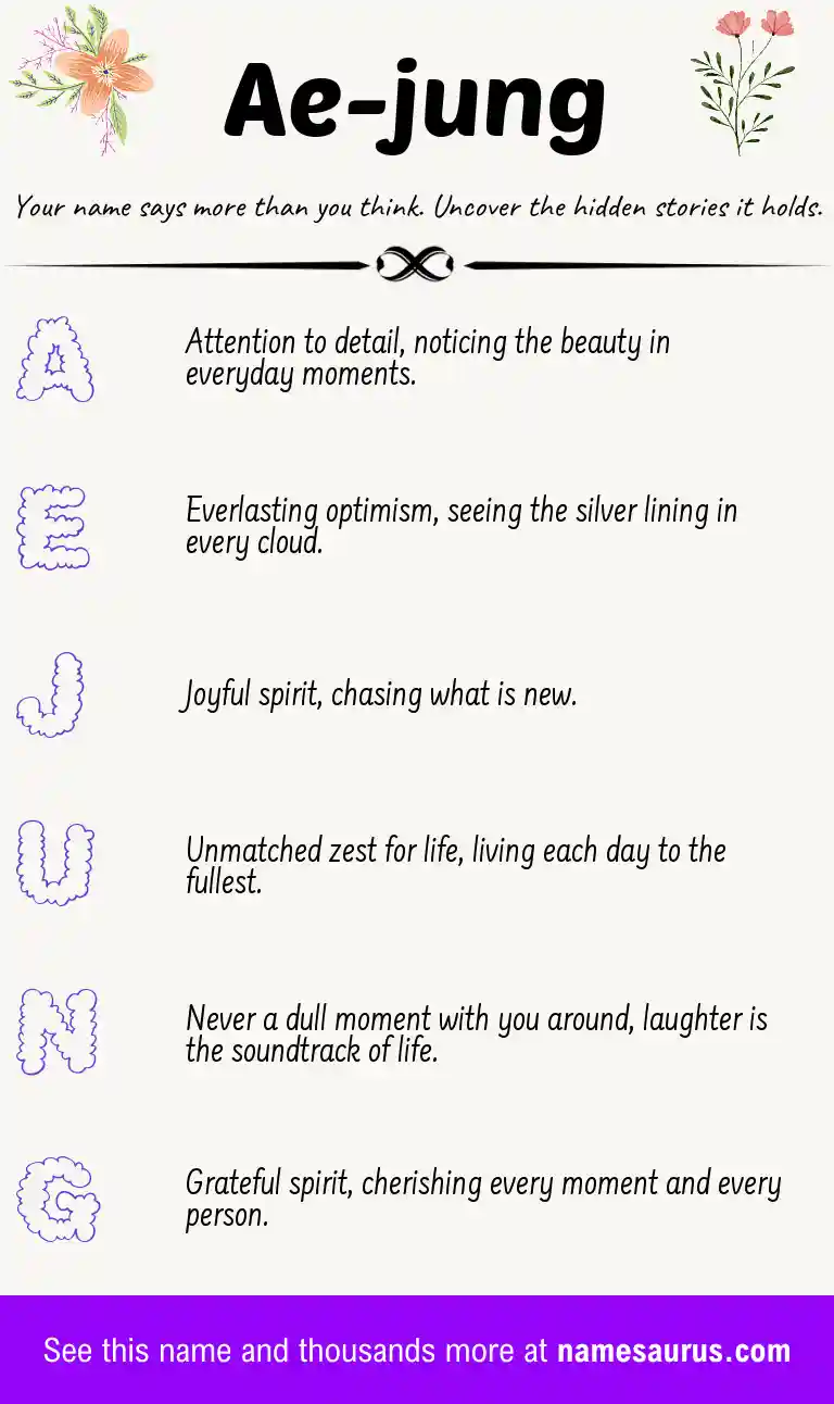 Acrostic poem about Ae-jung.