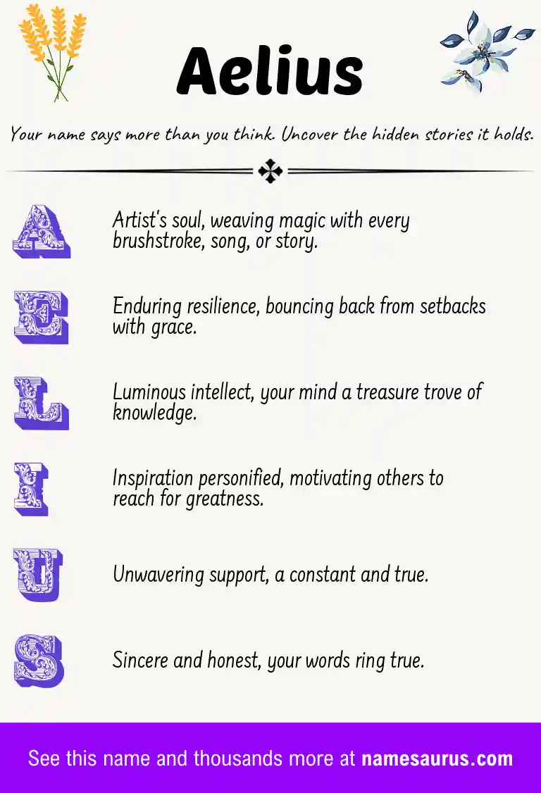 Acrostic poem about Aelius.