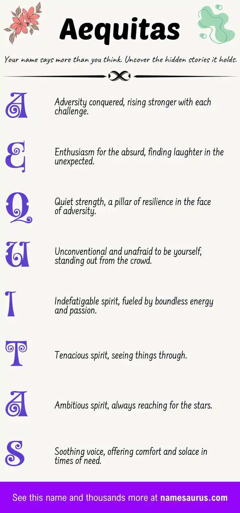 Acrostic poem about Aequitas.