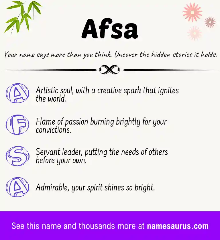 Acrostic poem about Afsa.