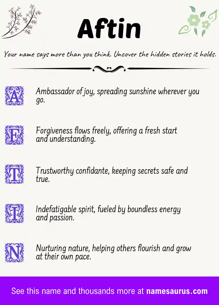 Acrostic poem about Aftin.