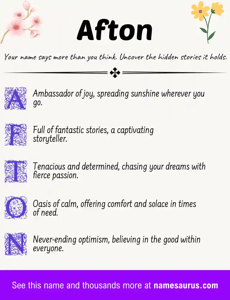 Acrostic poem about Afton.