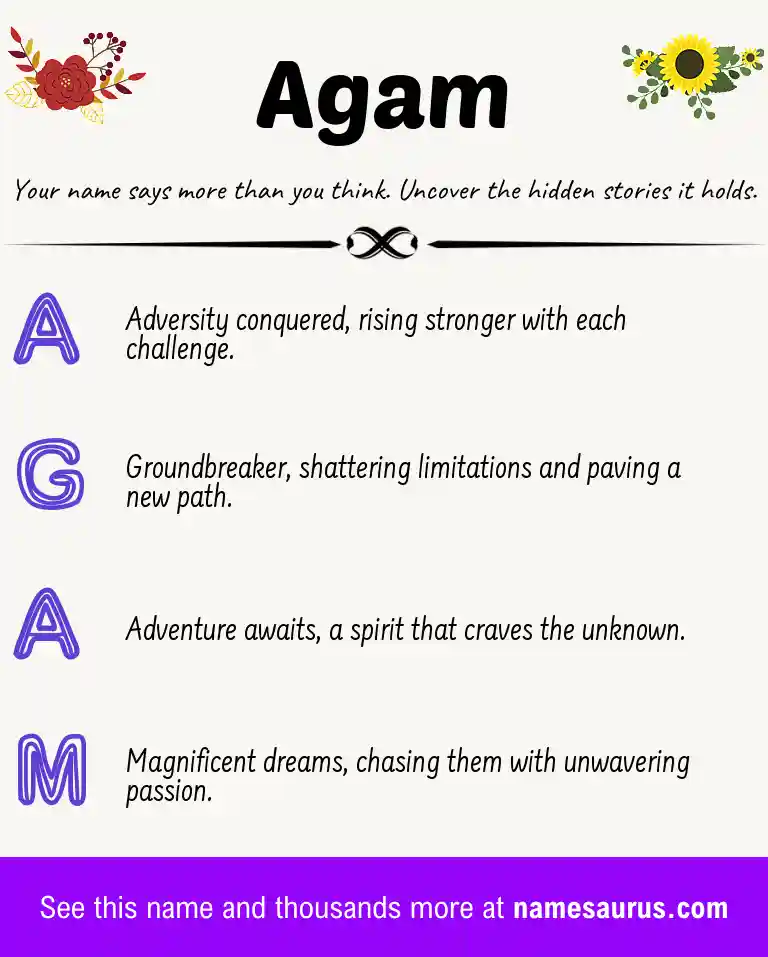 Acrostic poem about Agam.