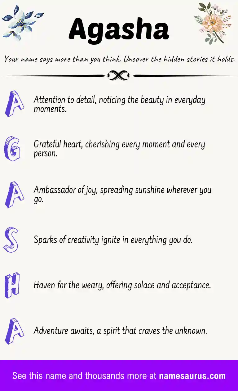 Acrostic poem about Agasha.