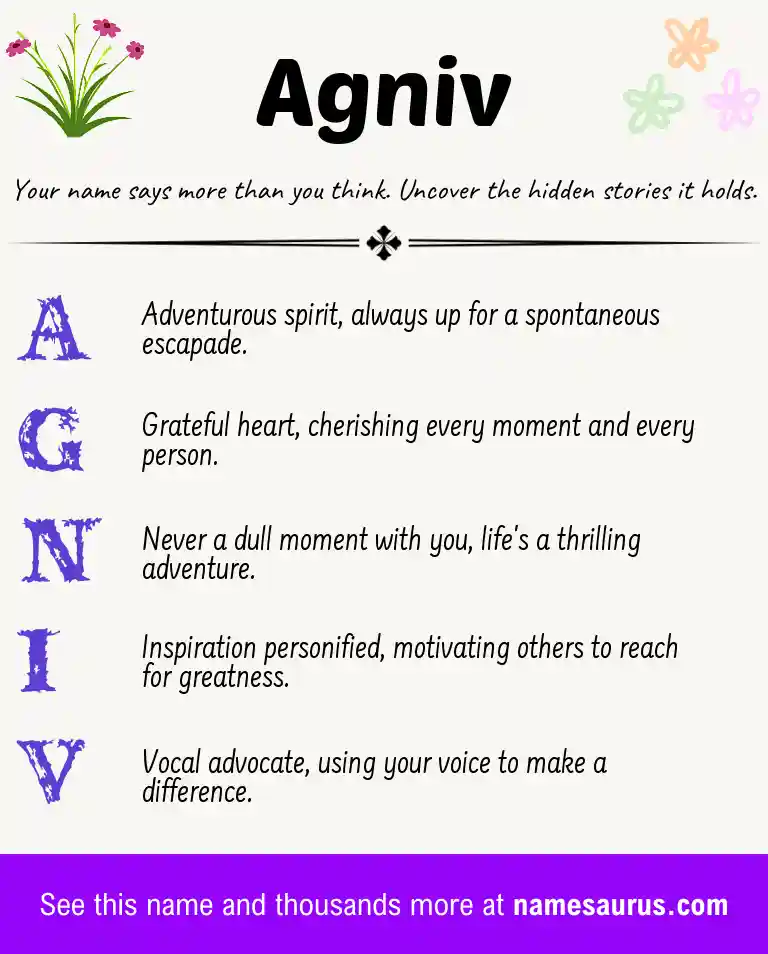 Acrostic poem about Agniv.