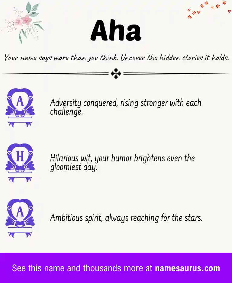 Acrostic poem about Aha.