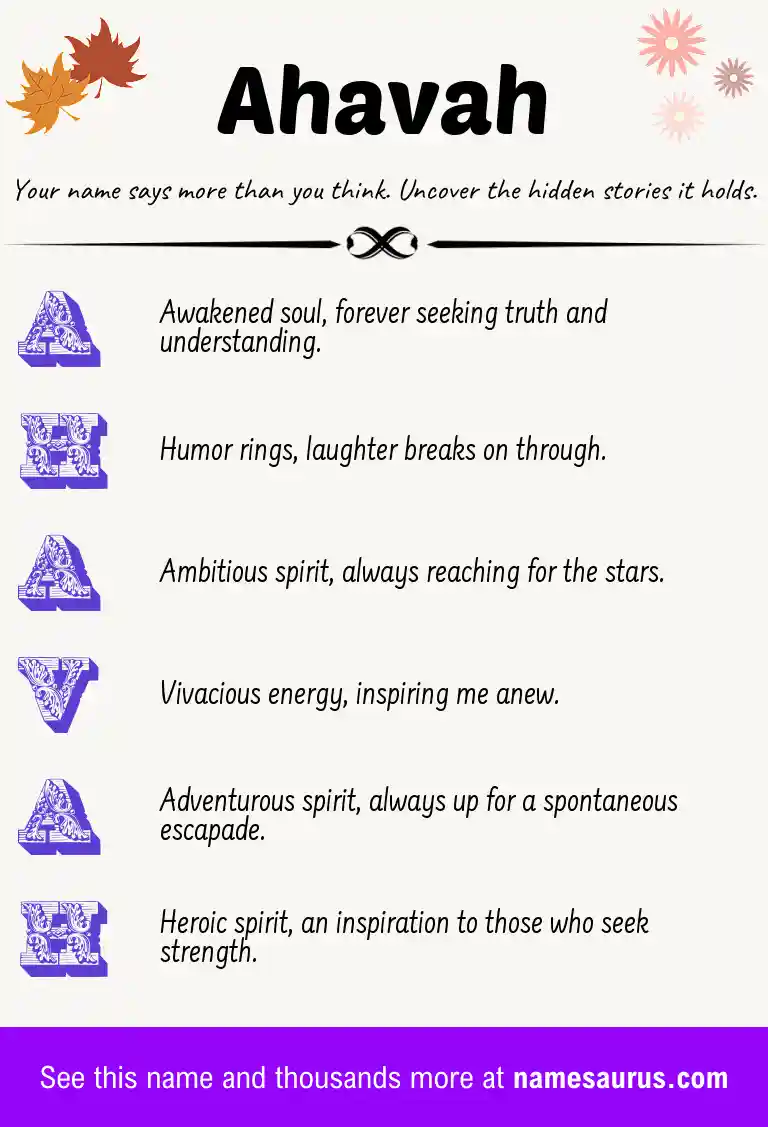 Acrostic poem about Ahavah.