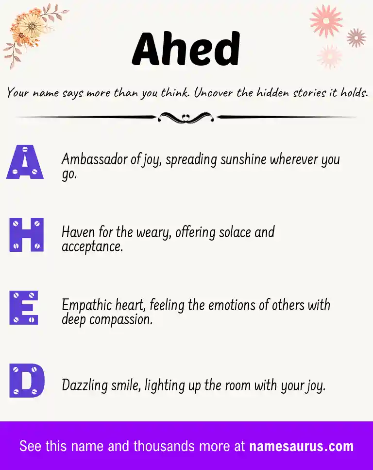 Acrostic poem about Ahed.