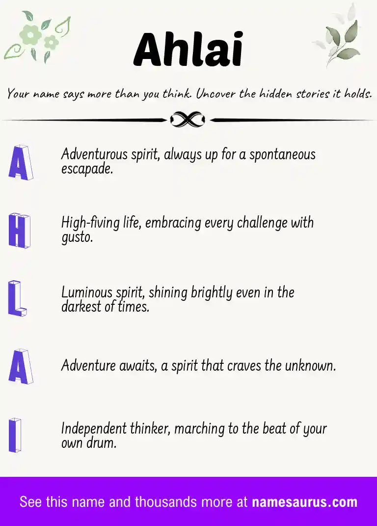 Acrostic poem about Ahlai.