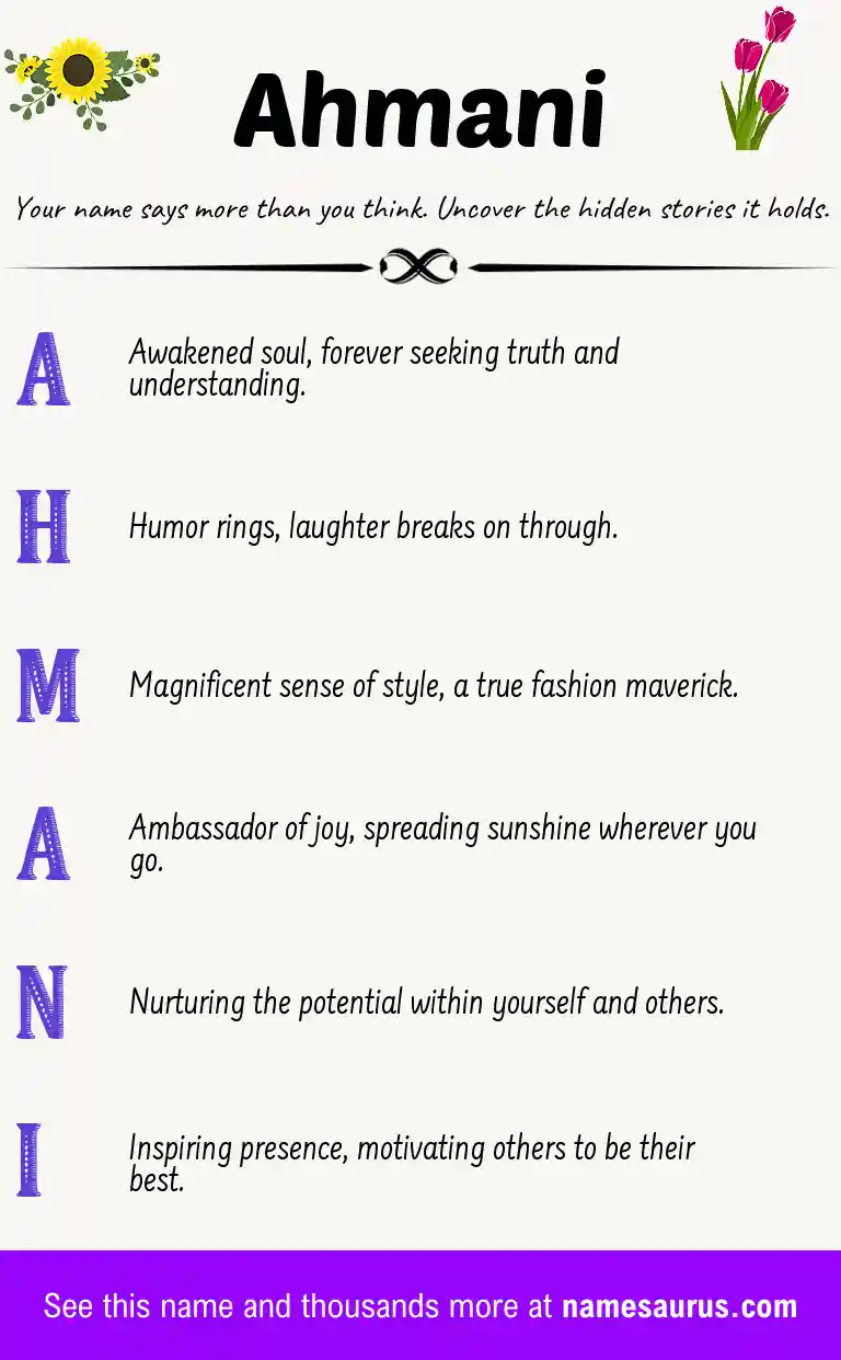 Acrostic poem about Ahmani.