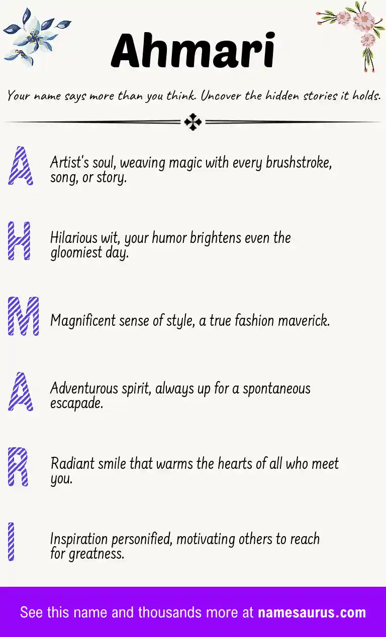 Acrostic poem about Ahmari.