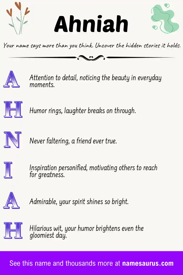 Acrostic poem about Ahniah.