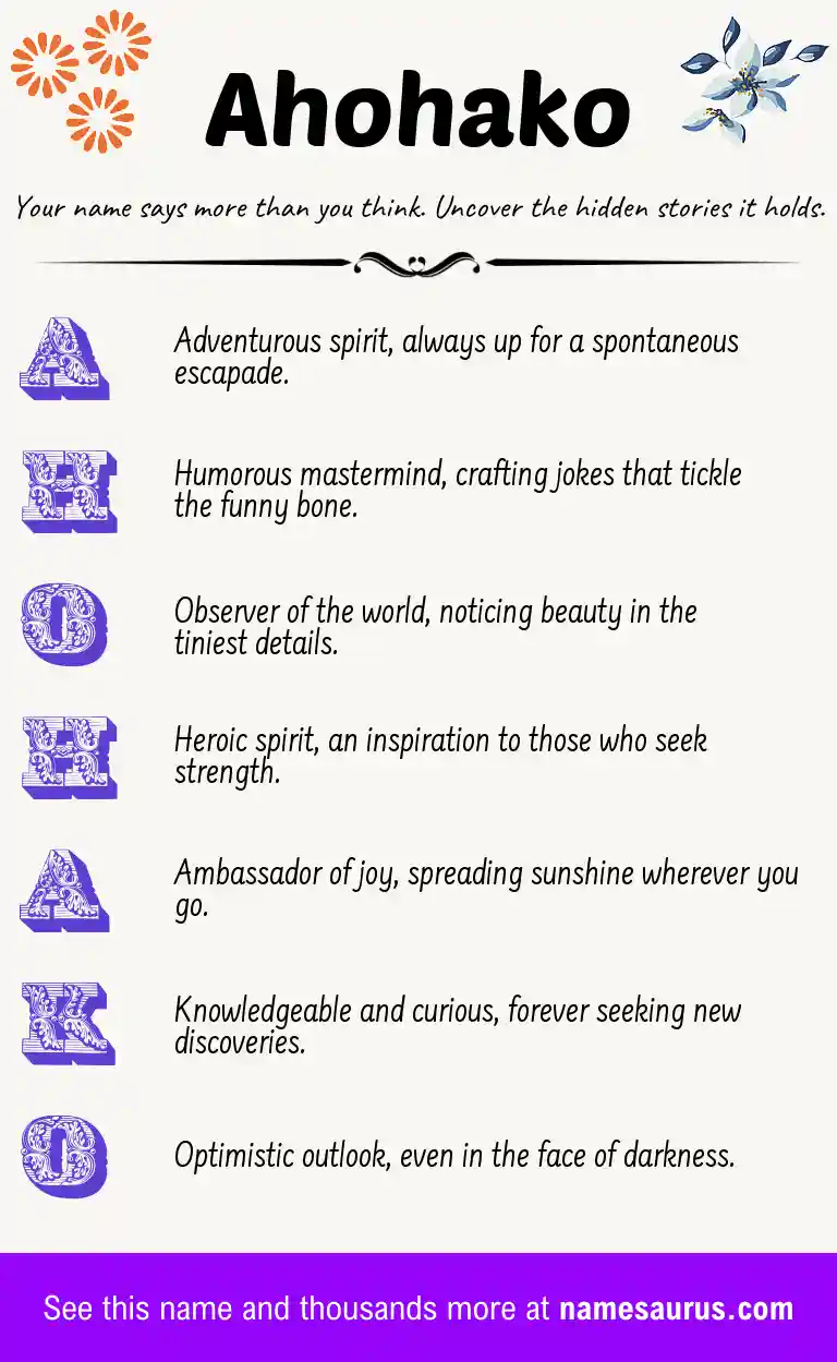 Acrostic poem about Ahohako.