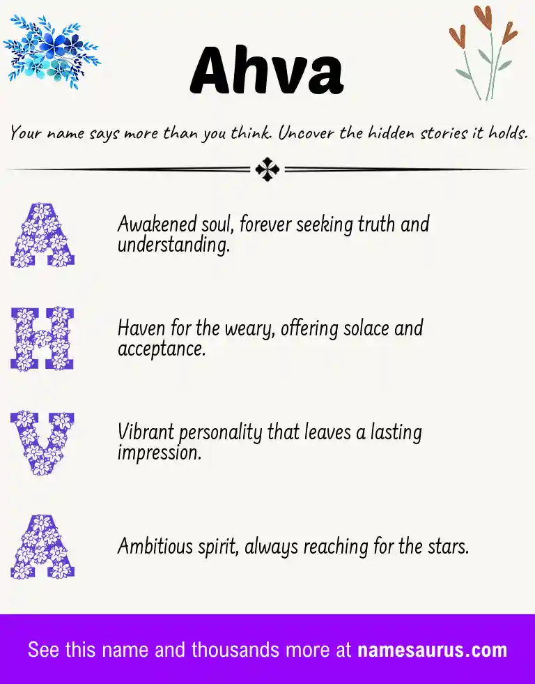 Acrostic poem about Ahva.