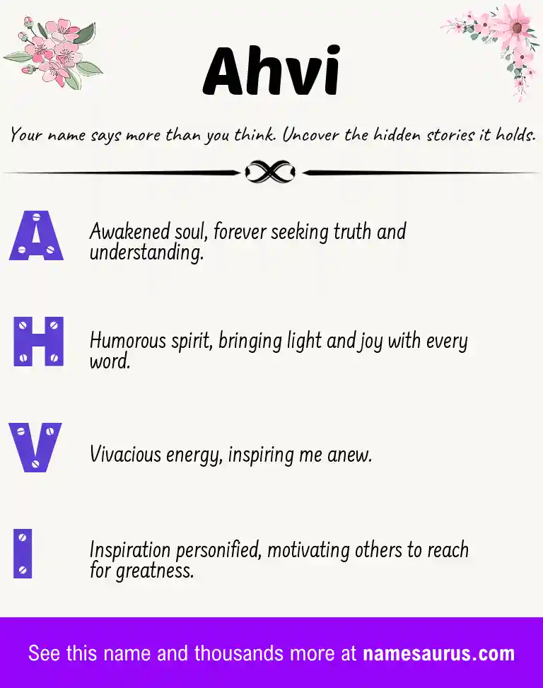 Acrostic poem about Ahvi.