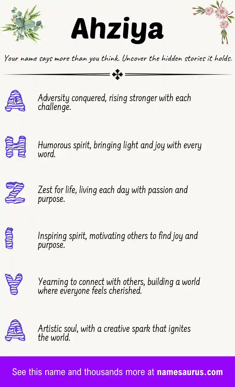 Acrostic poem about Ahziya.