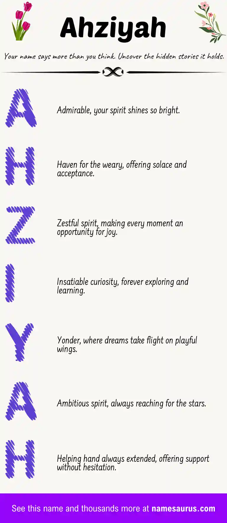 Acrostic poem about Ahziyah.
