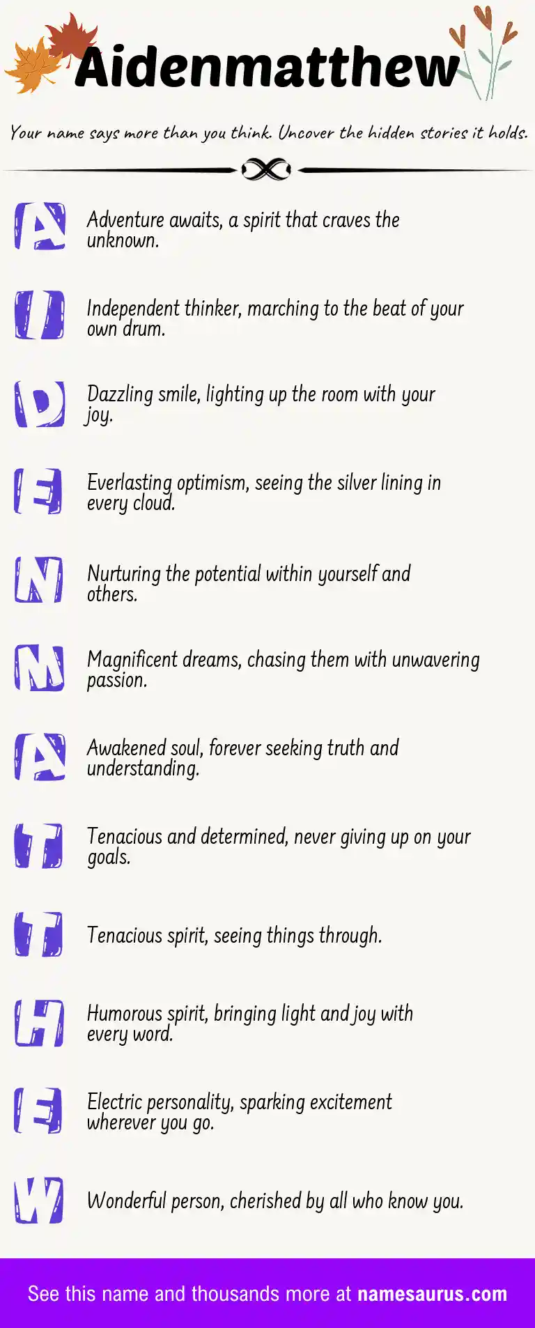 Acrostic poem about Aidenmatthew.