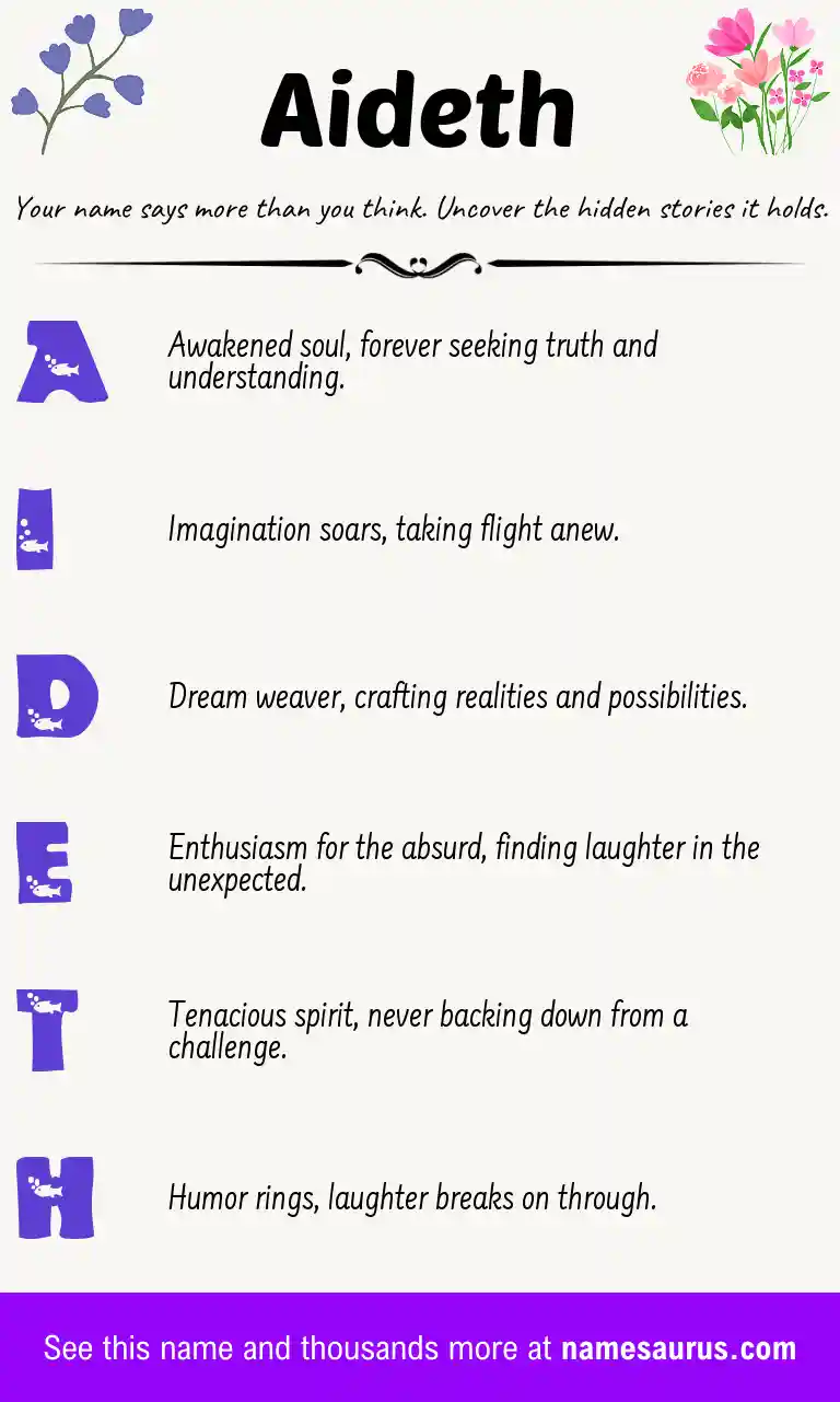 Acrostic poem about Aideth.