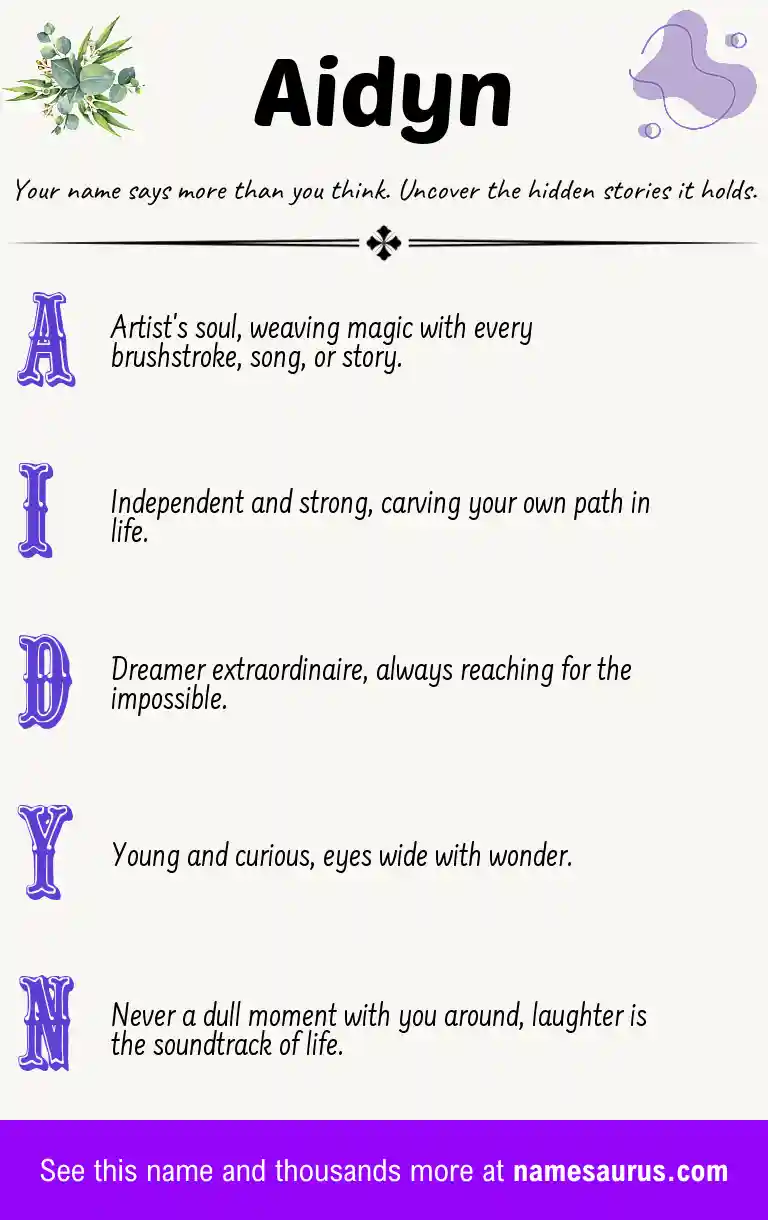 Acrostic poem about Aidyn.