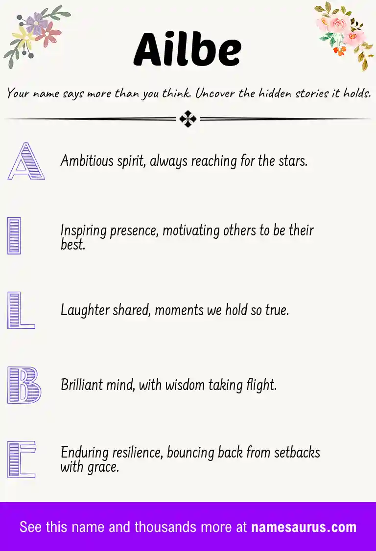 Acrostic poem about Ailbe.