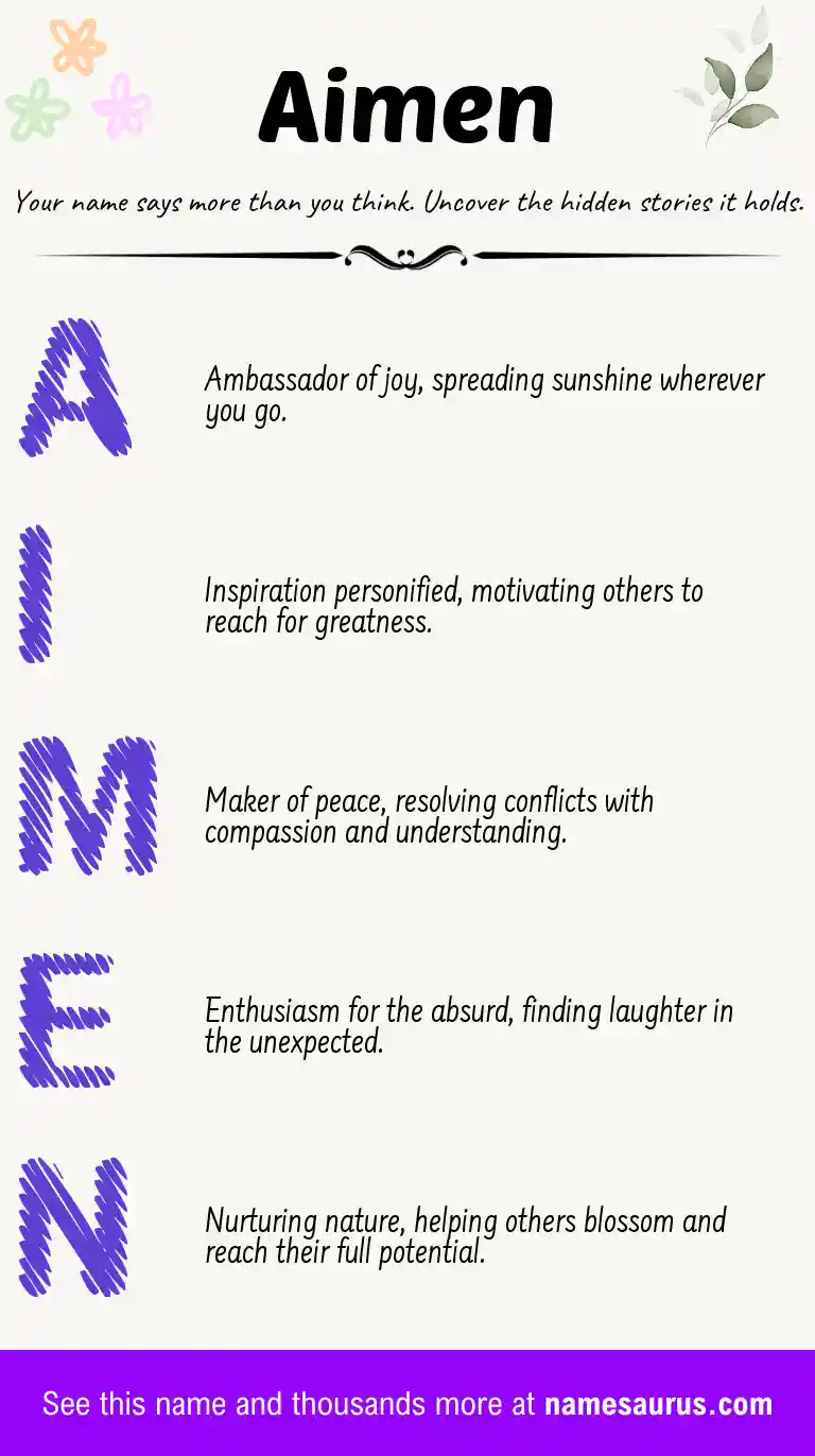 Acrostic poem about Aimen.