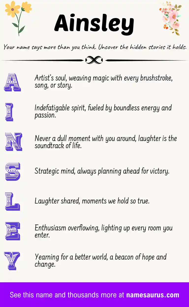 Acrostic poem about Ainsley.