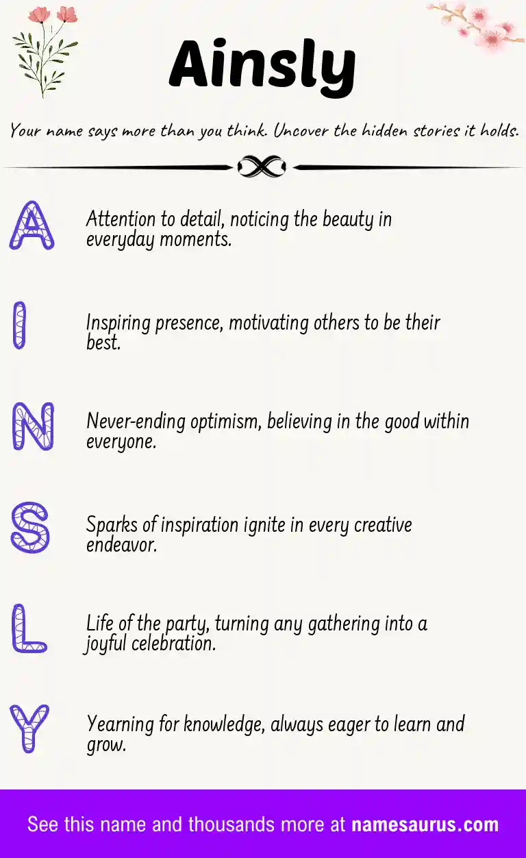 Acrostic poem about Ainsly.