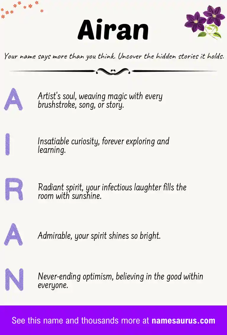 Acrostic poem about Airan.