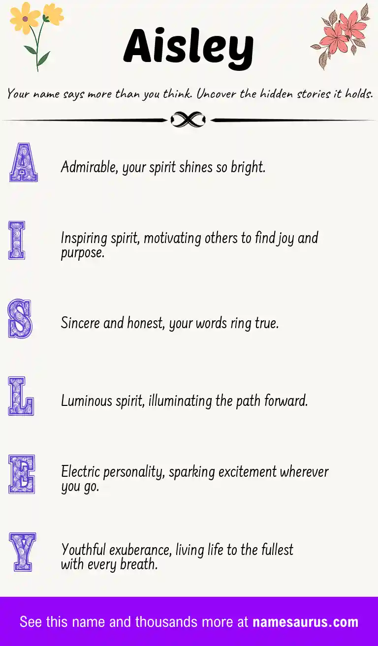 Acrostic poem about Aisley.
