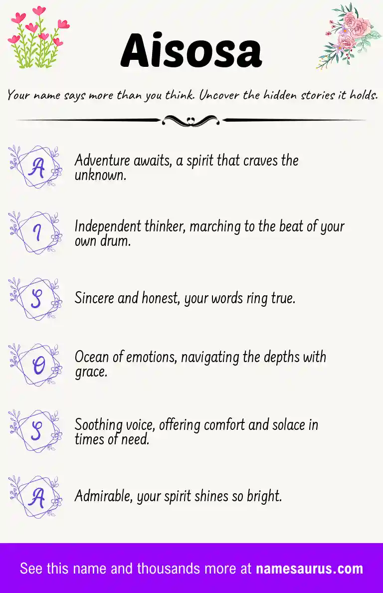 Acrostic poem about Aisosa.