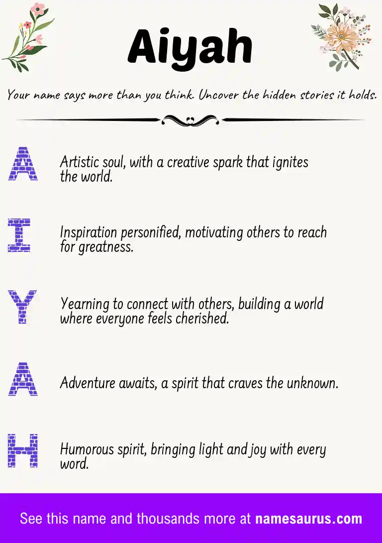Acrostic poem about Aiyah.