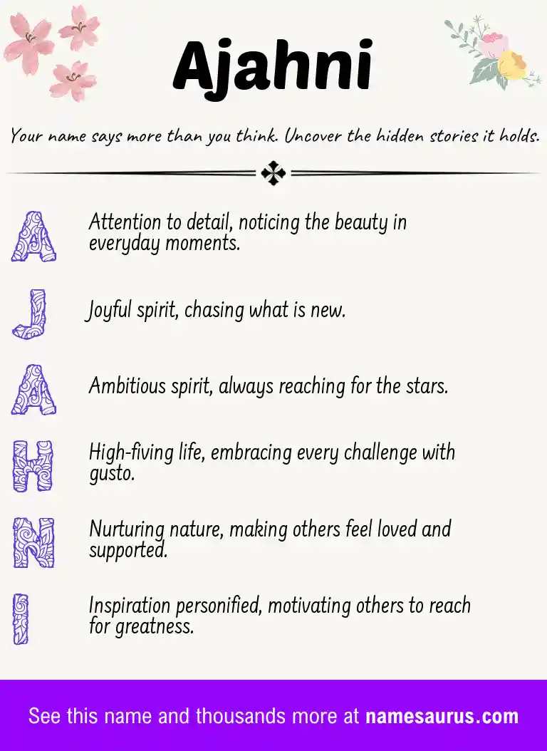 Acrostic poem about Ajahni.