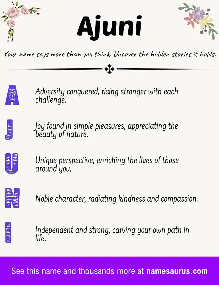 Acrostic poem about Ajuni.