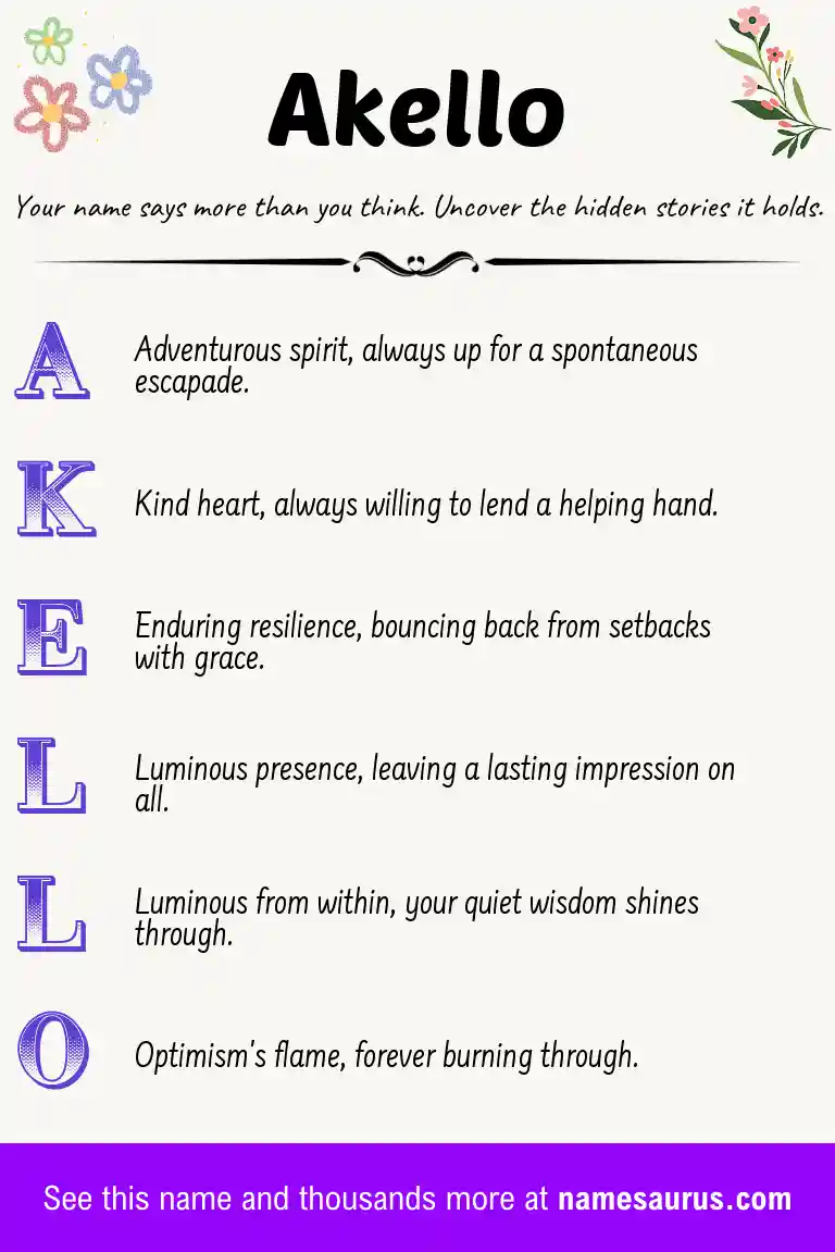 Acrostic poem about Akello.