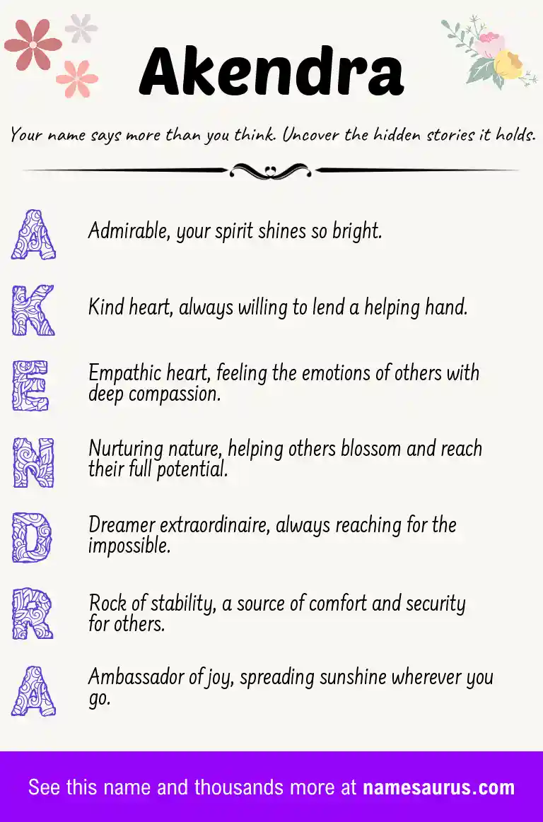 Acrostic poem about Akendra.
