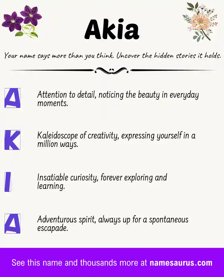 Acrostic poem about Akia.