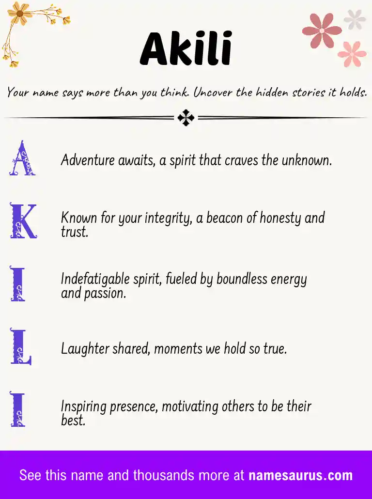 Acrostic poem about Akili.