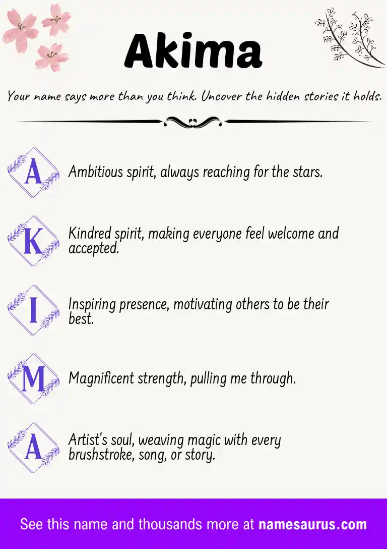 Acrostic poem about Akima.