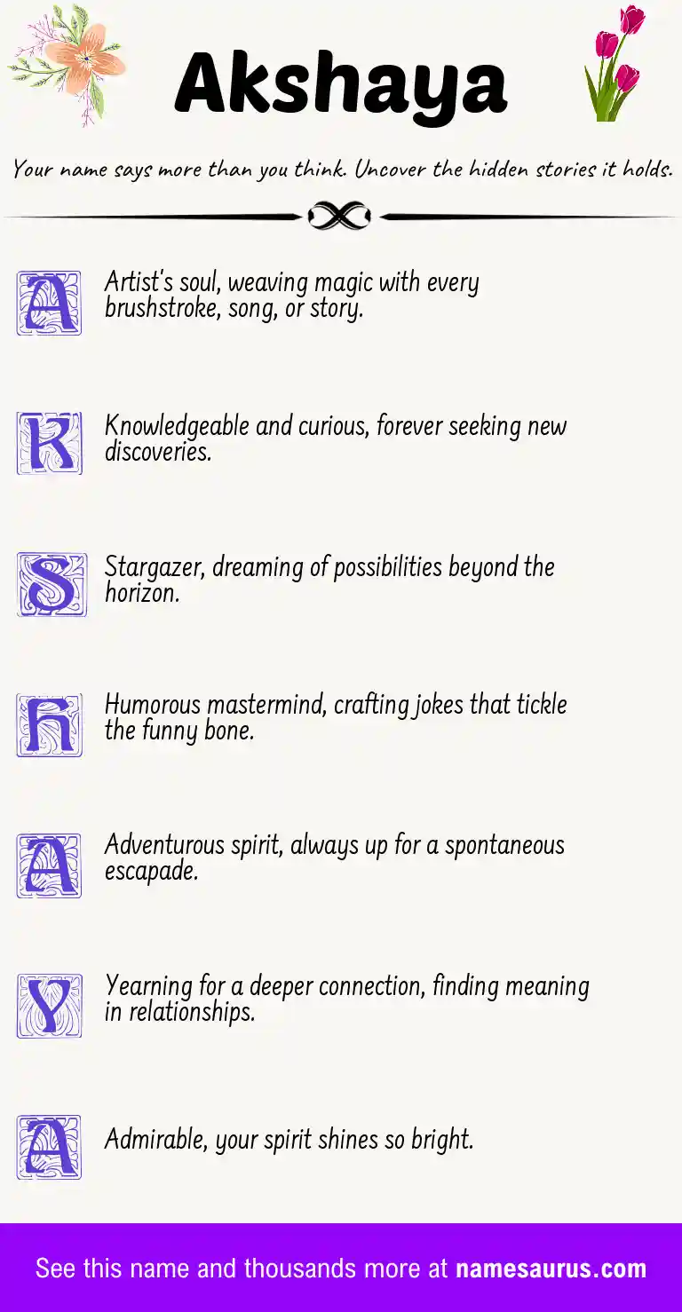Acrostic poem about Akshaya.