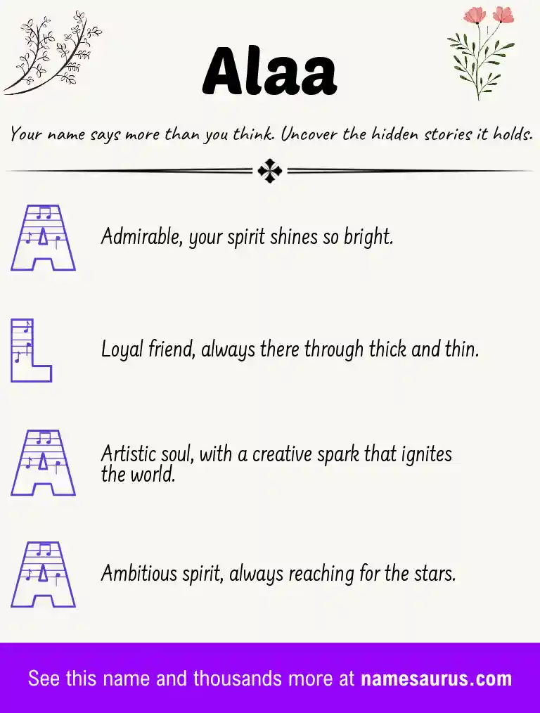 Acrostic poem about Alaa.