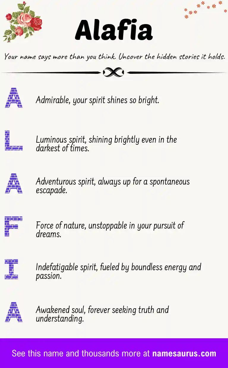 Acrostic poem about Alafia.