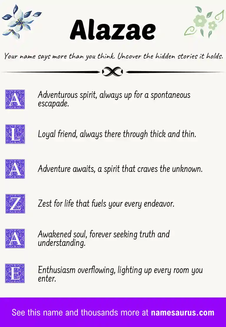 Acrostic poem about Alazae.