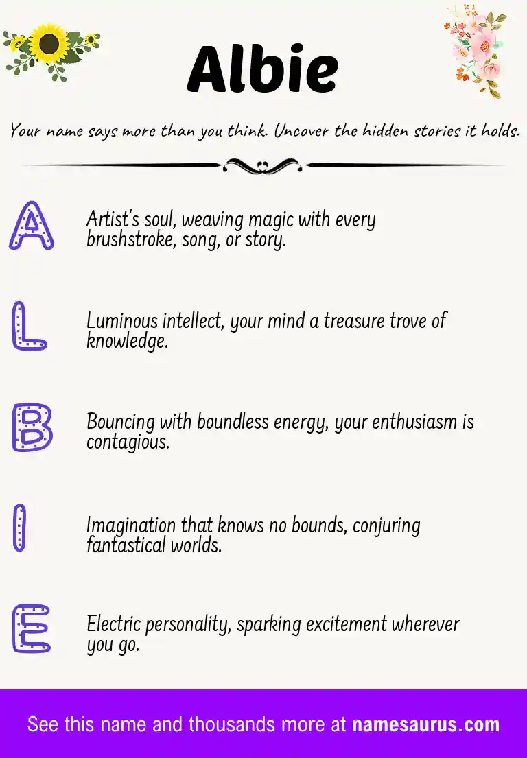 Acrostic poem about Albie.