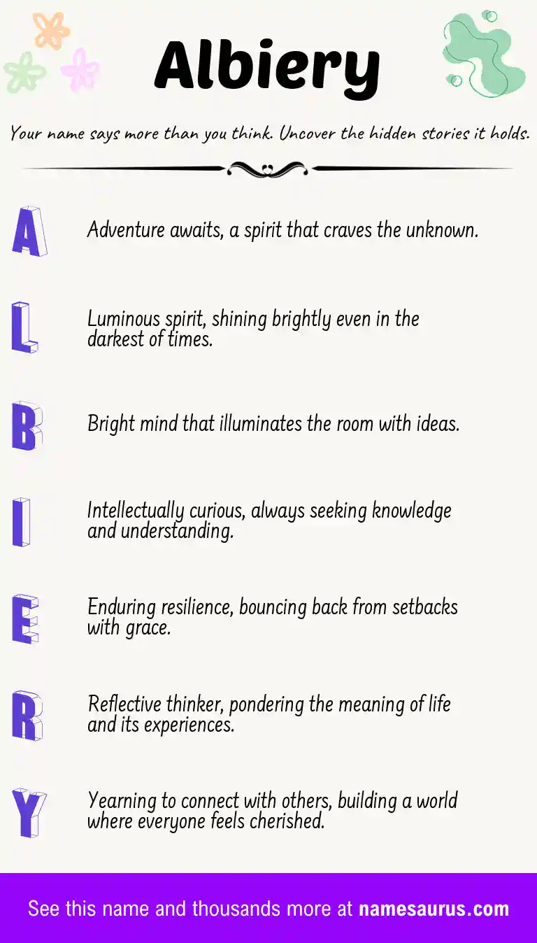 Acrostic poem about Albiery.