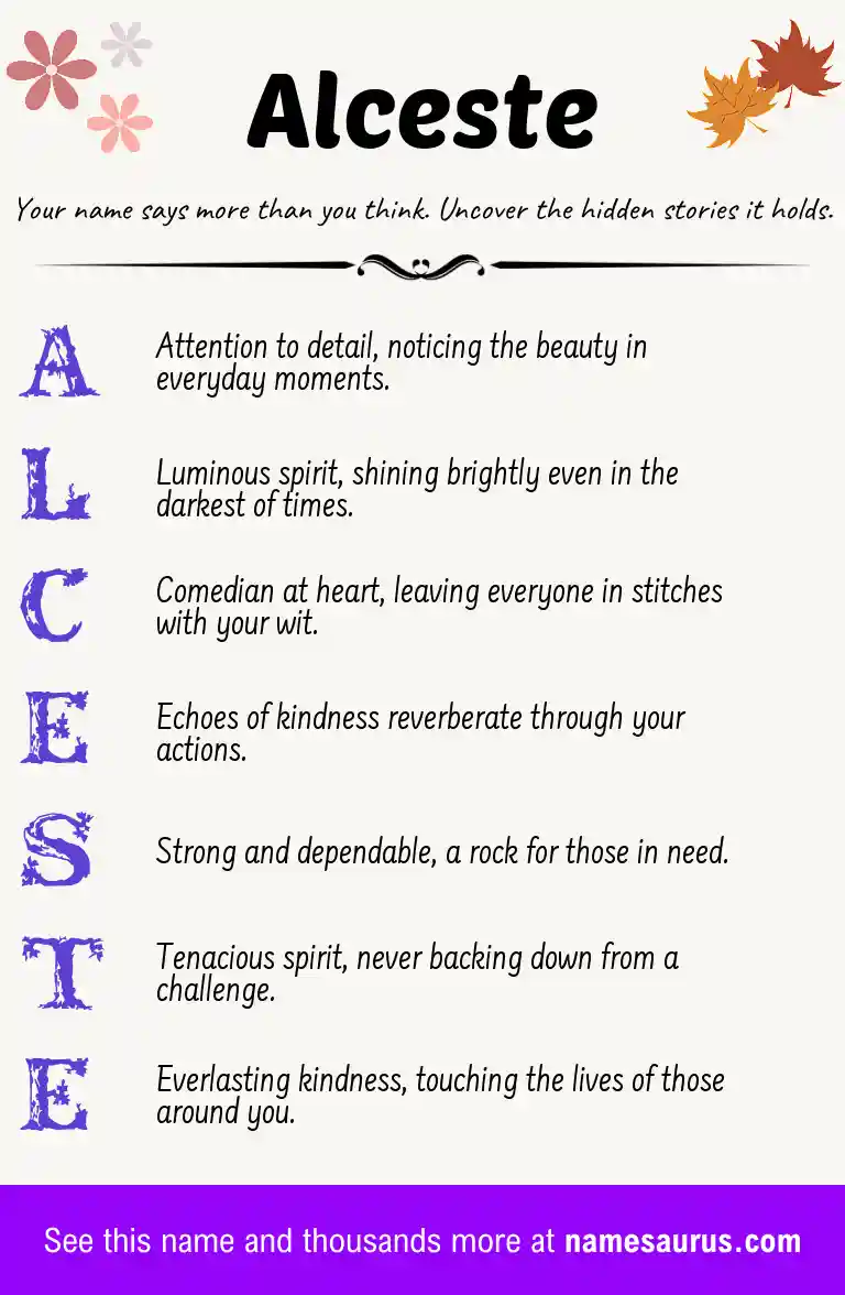 Acrostic poem about Alceste.